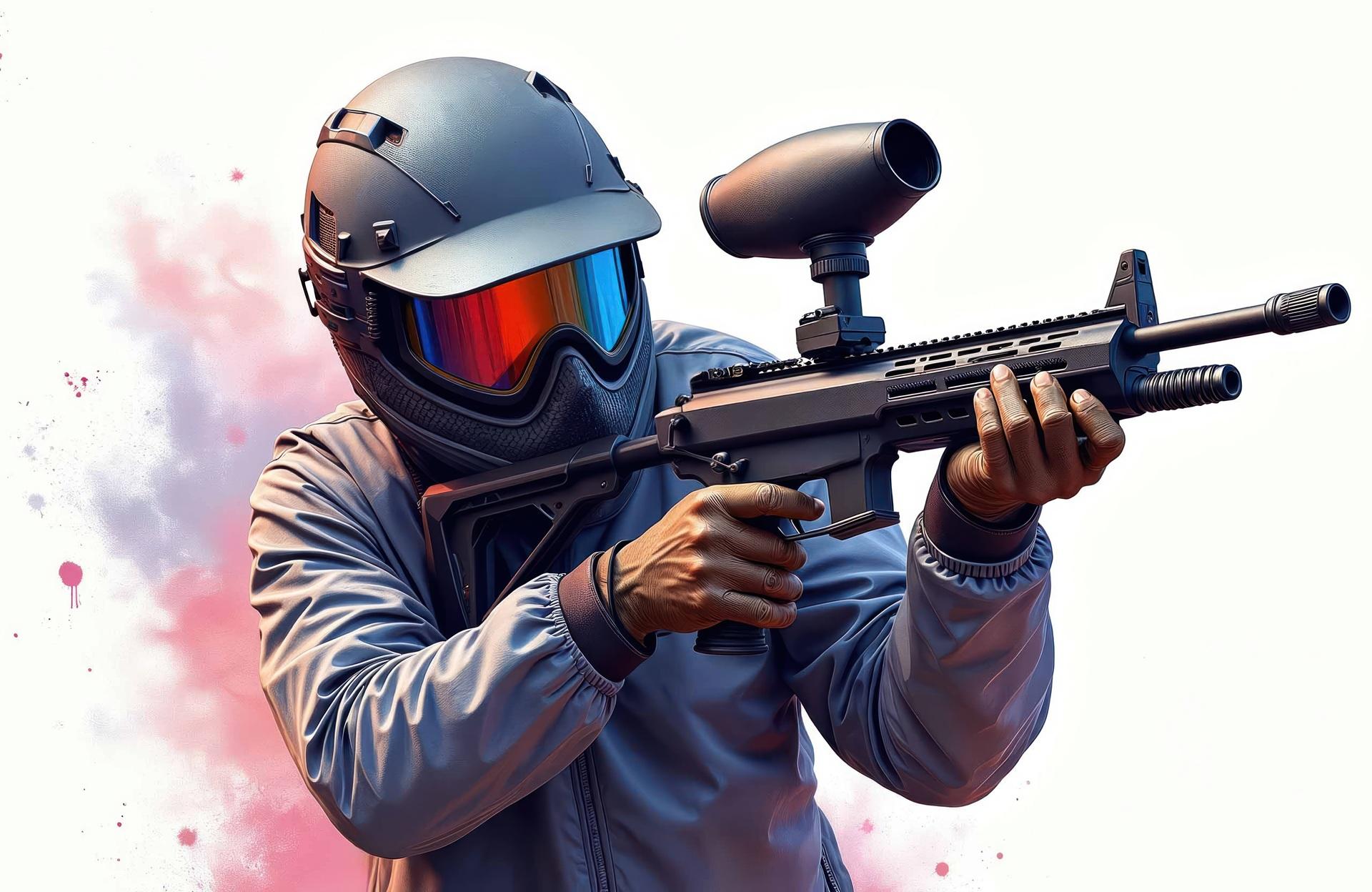 Spieler mit moderner Ausrüstung und Markierer | Paintball Berlin