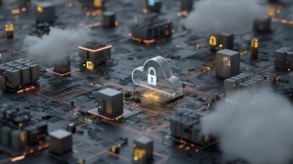 Digitale Cloud mit Schloss als Symbol für Datensicherheit | Multimode